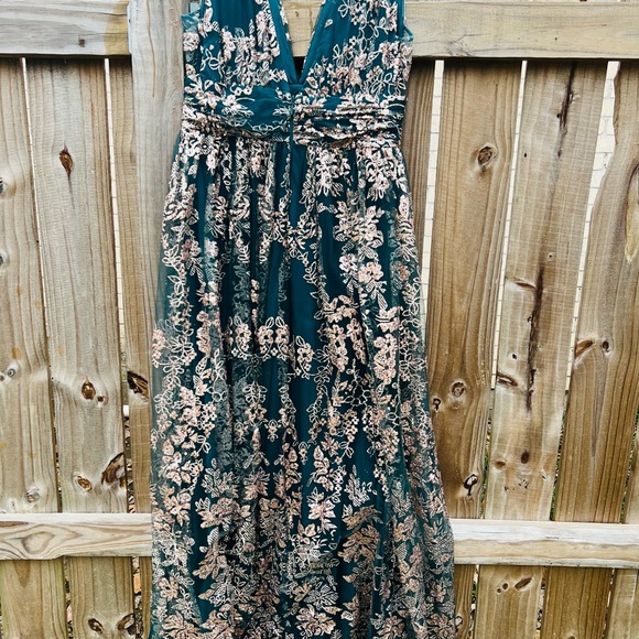 Soieblu Teal Dress with Textured Detail - Picture 3 of 4